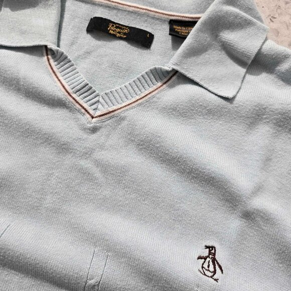 Original PENGUIN by Munsingwear MEN'S PULLOVER SWEATER SHIRT * LARGE Light Blue - Picture 1 of 3